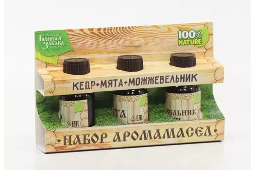 Набор "Кедр, мята, можжевельник" - 3 эфирных аромамасла по 15 мл