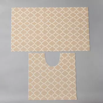 Набор ковриков д/ванной и туалета Вилина 2 шт 50х52/50х85 см ПВХ белый/бежевый