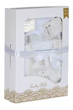 Набор крестильный д/девочки Lucky Child рубашка/чепчик/полотенце 68-74 см р 22 белый