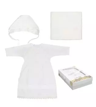 Набор крестильный д/мальчика Lucky Child рубашка/чепчик/полотенце 68-74 см р 22 белый