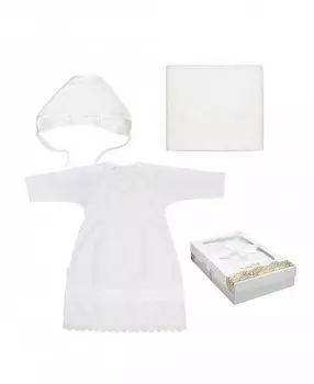 Набор крестильный д/мальчика Lucky Child рубашка/чепчик/полотенце 80-86 см р 26 белый