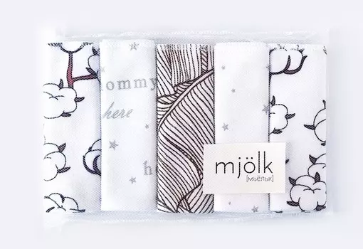 Набор Мьельк платочков-слюнявчиков Кокосы 20х20 см, 5 шт