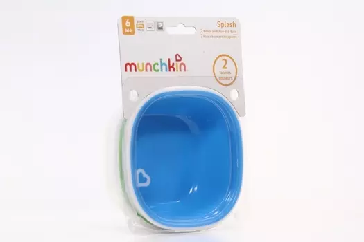 Набор Манчкин детских цветных мисок голуб/зел (с 6 мес), 2 шт