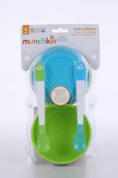 Набор Манчкин мисок с крышками и 2 ложечки