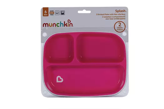 Набор Манчкин тарелок секционных роз/фиол (с 6 мес), 2 шт