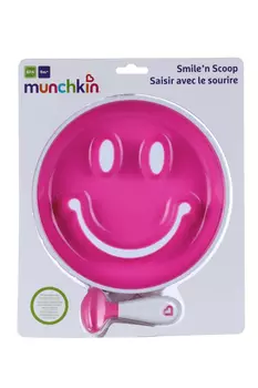 Набор Манчкин улыбка тарелка на присоске и ложка роз (с 9 мес)