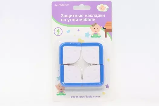 Набор накладок Мультидом на углы мебели защитные белые/синие 4 шт