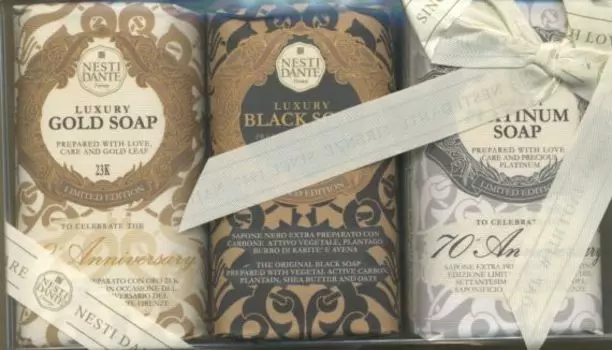 Набор Нести Данте мыло Юбилейное платиновое/золотое/Роскошное черное, 250 г