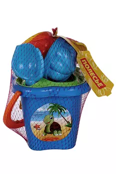 Набор песочный №21: ведро, ситечко-цветок, совок, грабельки, формочки, цвета МИКС