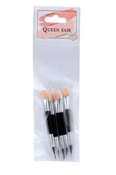 Набор Queen fair аппликаторов д/теней с кистью двусторонние 8 см 5 шт цвет черный/серебристый