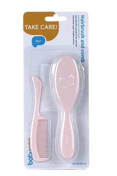 Набор щетка/расческа Бебионо д/детей с натуральной щетиной д/волос (с 0 мес), розовый