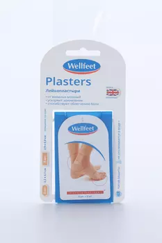 Набор Веллфит лейкопластырь мозольный гидроколлоидный 2.9х6.0 см 3 шт + 2.2х4.1 см 3 шт, пласт футляр