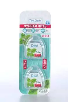 Набор зубная/нить вощен/объёмная Мята, 50 м, 2 шт