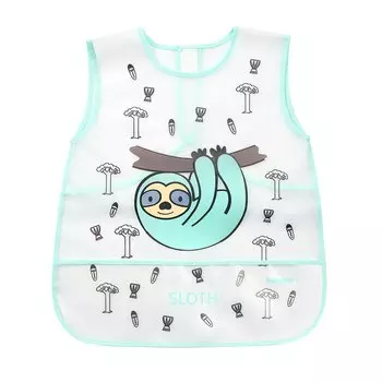 Нагрудник Бэйбионо детский с кармашком (36 мес+), серый светло-бирюзовый