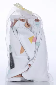 Нагрудник Мьельк Игрушки белый/мятный/желтый двухсторонний