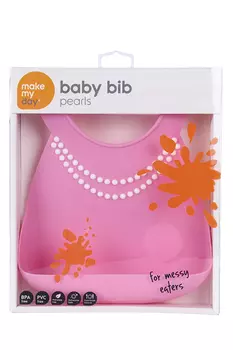 Нагрудник Мейк Май Дей с кармашком брэкфоcт эт мамз розовый