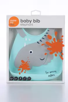 Нагрудник Мейк Май Дей с кармашком слон морская волна серый