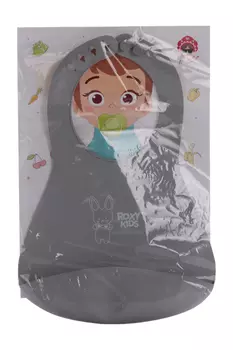 Нагрудник ROXY KIDS д/кормления силиконовый серый