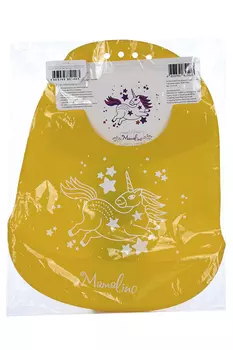 Нагрудник силиконовый Mamalino с карманом желтый