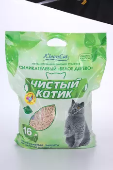 Наполнитель Чистый котик белое дерево 16 л