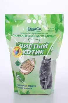 Наполнитель Чистый котик белое дерево 5 л