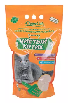 Наполнитель Чистый котик комкующийся минеральный 5 л