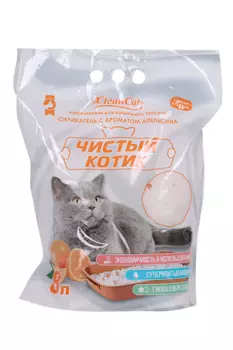 Наполнитель Чистый котик Силикагель с ароматом апельсин 8 л