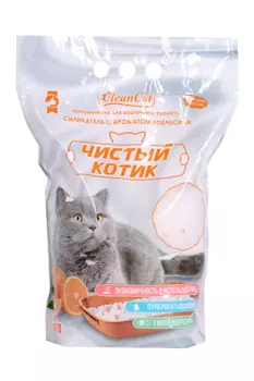 Наполнитель Чистый котик Силикагель с ароматом апельсин 5 л