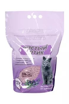 Наполнитель Чистый котик тофу лаванда 12 л
