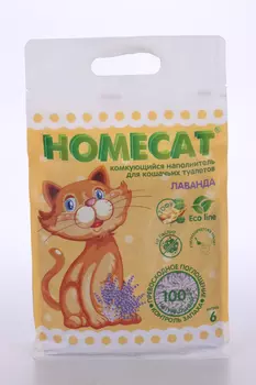 Наполнитель Homecat комкующийся д/кошачьих туалетов эколайн лаванда с ароматом лаванды 6 л