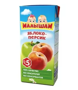 Нектар Фрутоняня Малышам яблоко персик осветл (5 + мес), 0,33 мл