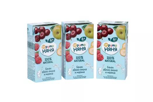 Нектар Фрутоняня смесь фруктов банан/ябл/вишня/малина (с 6 мес), 200 мл, 18 шт