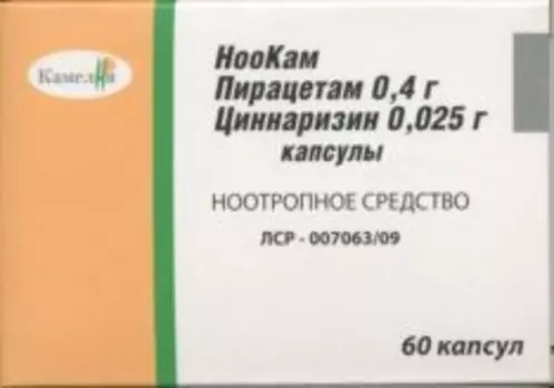 НооКам 400 мг+25 мг, 60 шт, капсулы