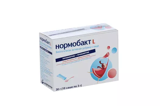 Нормобакт L, пробиотик и пребиотик для микрофлоры кишечника, саше 10 шт