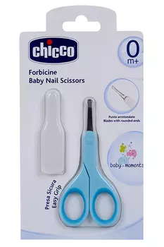 Ножницы Чикко закругл концы с чехлом/голубые (с 0 мес)