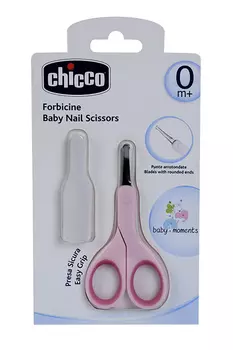 Ножницы Чикко закругл концы с чехлом/розовые (с 0 мес)