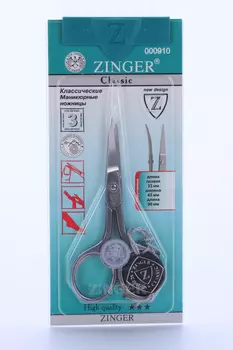 Ножницы маникюрные загнутые 9,5 см на блистере цвет серебристый В-106-S-SH