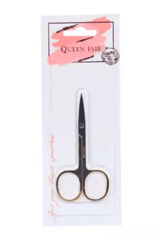 Ножницы Queen fair маникюрные загнутые 9 см на блистере цвет серебристый/золотистый