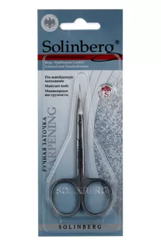 Ножницы Solinberg маникюрные д/кутикулы загнутые узкие 10 см 62000/2 в блистере серебристый