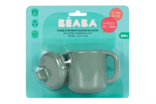 Обучающая чашка Beaba силикон зеленый, 170 мл