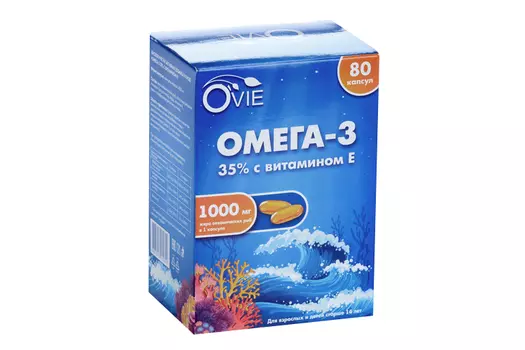 Омега-3 35% Ovie с вит Е (с 14 лет), 1 000 мг, 80 шт, таблетки