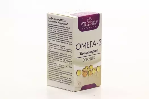 Омега-3 Концентрат, 100 шт, капсулы Мирролла