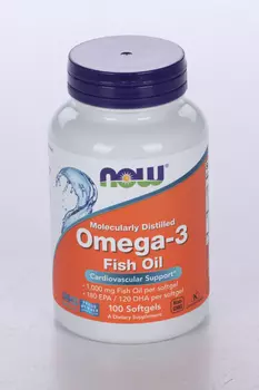 Омега-3 (Omega-3 Fish Oil) 1000 мг NOW, 100 капсул массой 1382 мг (1650)
