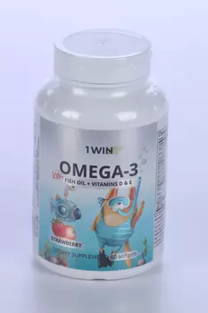 Омега-3+вит Е/Д 1WIN клубника д/детей, 60 шт, капсулы