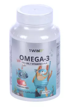 Омега-3+вит Е/Д 1WIN клубника д/детей, 60 шт, капсулы
