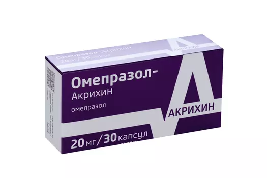 Омепразол-Акрихин 20 мг, 30 шт, капсулы кишечнорастворимые