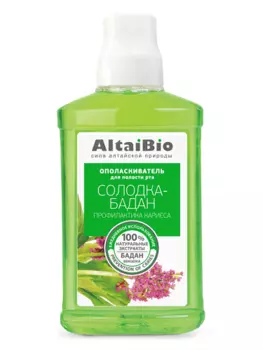 Ополаскиватель АлтайБио профилактика кариеса солодка/бадан, 400 мл