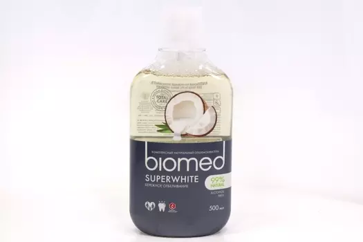 Ополаскиватель BIOMED Super White д/полости рта бережное отбеливание кокос, 500 мл