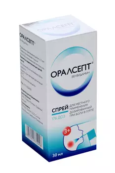 Оралсепт 0.255 мг/доза, 30 мл, спрей для местного применения дозированный