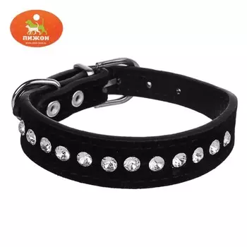 Ошейник "Бархат и стразы", 30,5 х 2 см, чёрный